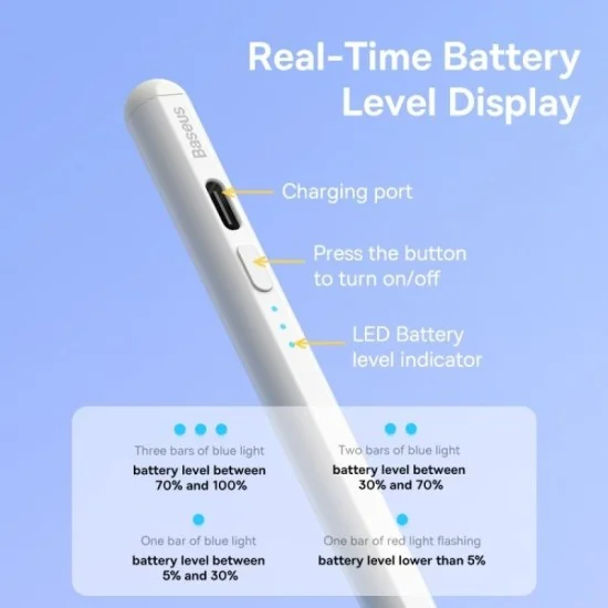 Baseus Smooth Writing 2 Series Stylus With Led Indicators - White